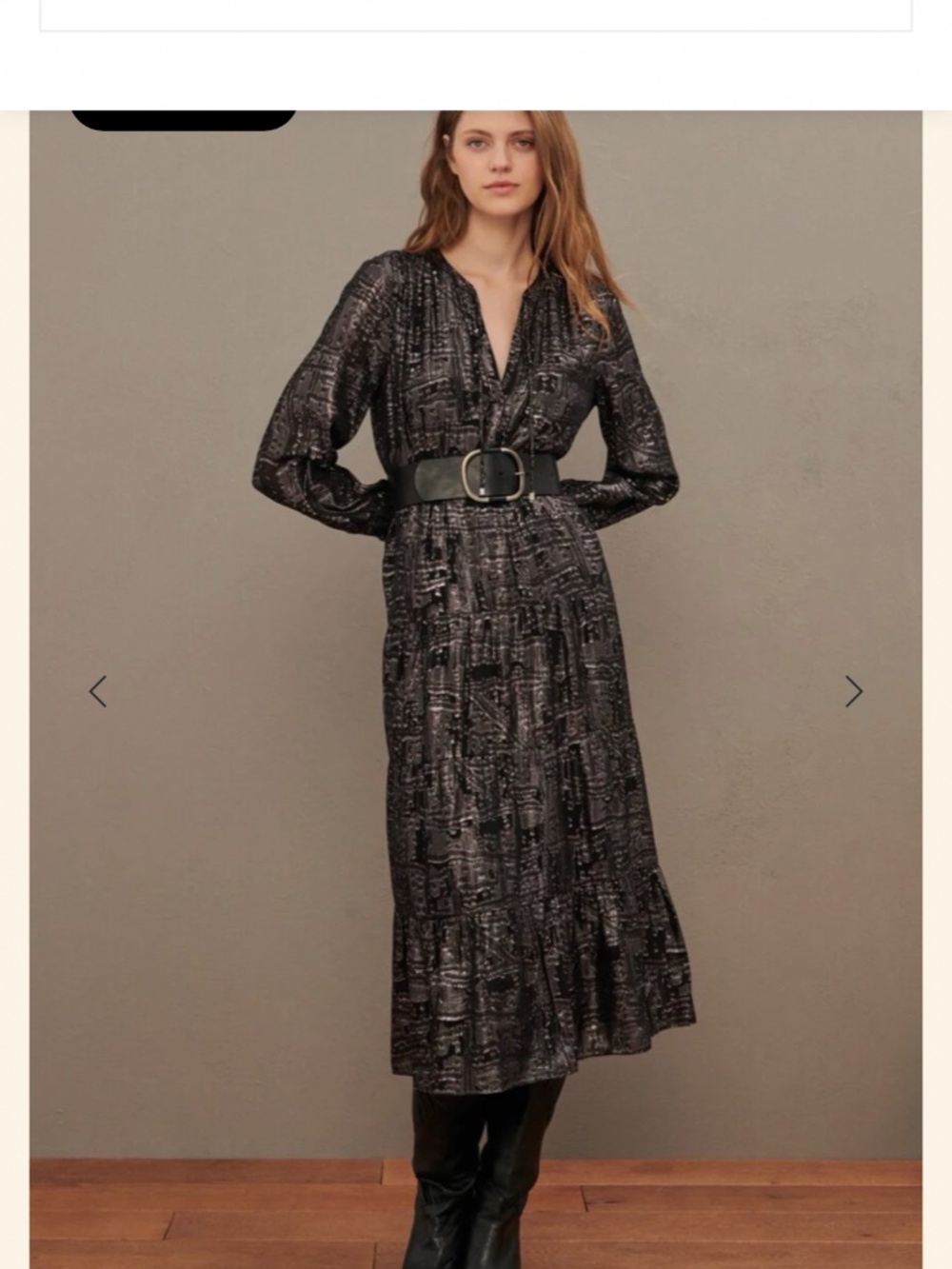 Ba&sh Sophie Tiered Dress New Medium Gold Threading